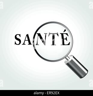 Traduction française pour la santé concept illustration avec une loupe Illustration de Vecteur