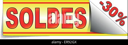 Traduction française de signe de vente avec remise en pourcentage Illustration de Vecteur