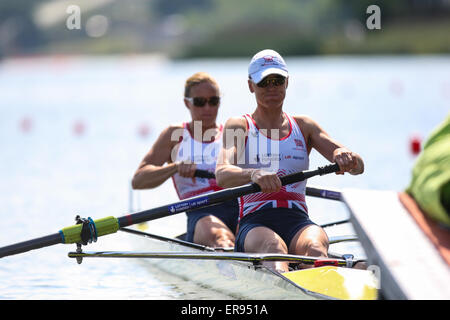 Poznan, Pologne. 29 mai, 2015. Malte, régates Championnats d'aviron de Poznan 2015 européenne Helen Glover, Heather Stanning (GBR) Womens Action Crédit : paires Plus Sport/Alamy Live News Banque D'Images