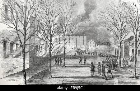 Incendie de l'arsenal des États-Unis à Harper's Ferry, Virginie le 18 avril 1861 Guerre civile USA Banque D'Images