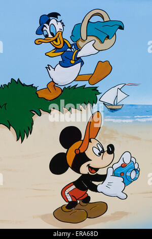 Peinture de Mickie souris et Donal duck en vacances Banque D'Images