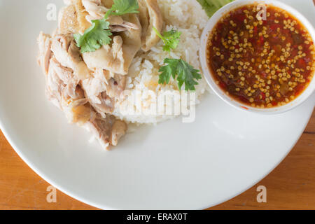 Poulet à la vapeur avec du riz (Hainan Poulet) Banque D'Images