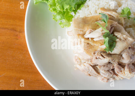 Poulet à la vapeur avec du riz (Hainan Poulet) Banque D'Images