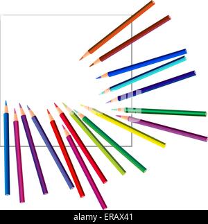 Crayons de couleur sur papier blanc. Vector illustration. La transparence et le gradient mesh non utilisé Illustration de Vecteur