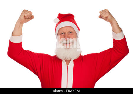 Portrait du Père Noël en studio sur fond blanc Banque D'Images