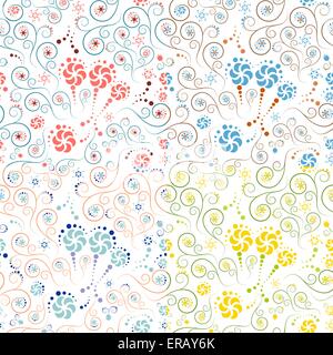 Ensemble de motifs floraux avec des cercles et des spirales Illustration de Vecteur