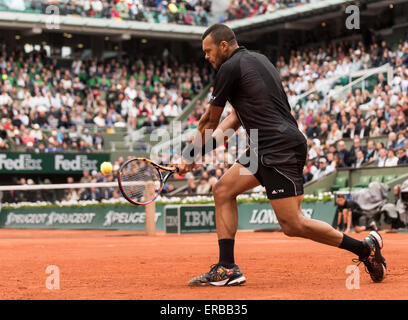 Roland Garros, Paris, France. 31 mai, 2015. Action de la 4e tour entre Tomas Berdych et Novak Djokovic à l'Open de France 2015. Credit : Action Plus Sport/Alamy Live News Banque D'Images