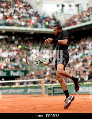 Roland Garros, Paris, France. 31 mai, 2015. Action de la 4e tour entre Tomas Berdych et Novak Djokovic à l'Open de France 2015. Credit : Action Plus Sport/Alamy Live News Banque D'Images