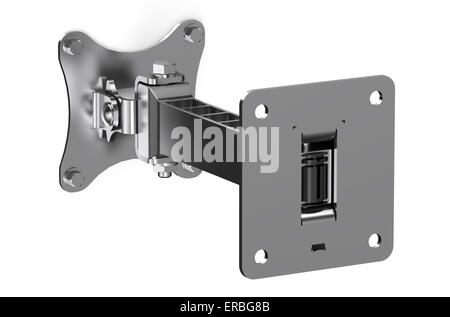 Téléviseur ou moniteur mural, bras articulé support isolé sur fond blanc Banque D'Images