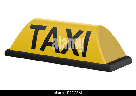 Taxi jaune isolé sur fond blanc Banque D'Images