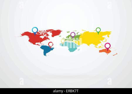 Carte du monde des points d'intérêt Vector Illustration de Vecteur