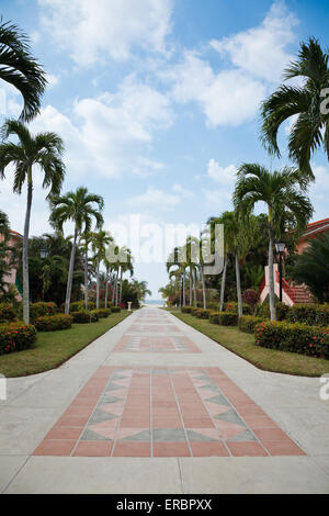 Promenade dans les Caraïbes tropical resort Banque D'Images