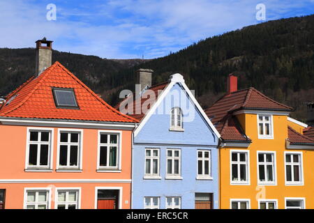 Close up de bâtiments colorés de Nordnes, Bergen, en Norvège Banque D'Images