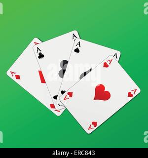 Vector illustration de cartes de casino sur fond vert Illustration de Vecteur