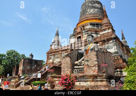 Wat Yai Chai Mongkhon ruines temple bouddhiste d'Ayutthaya, Thaïlande. Banque D'Images