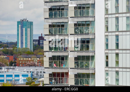 Salford Quays Media City Le cher NV châssis des bâtiments l'association du logement appartements à Salford propriété propriété Architecte Banque D'Images