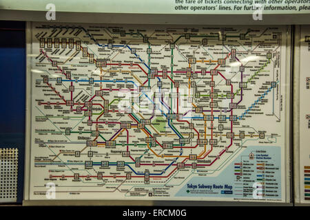 Tableau des tarifs pour les billets de métro de Tokyo, Tokyo Metro Ginza station,Tokyo, Tokyo, Japon Banque D'Images