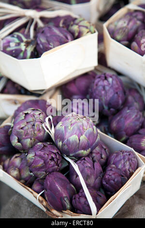 Artichauts violets pour bébé à vendre à Southbank Farmers Market - Lonodn UK Banque D'Images