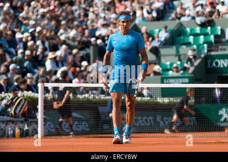 Paris, France. 1er juin 2015. Rafael Nadal de l'Espagne en action dans un 4ème match contre Jack Sock des États-Unis d'Amérique le jour 9 de l'Open de France 2015 Tournoi de tennis de Roland Garros à Paris, France. Bas Sydney/Cal Sport Media. © csm/Alamy Live News Banque D'Images