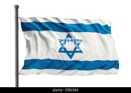 Drapeau d'Israël isolé sur fond blanc Banque D'Images