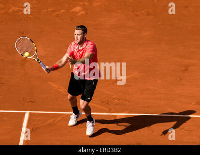 Roland Garros, Paris, France. 01 Juin, 2015. Jack Sock de USA en action durant son masculin match contre Rafael Nadal de l'Espagne au jour 9 de l'Open de France de 2015 à 2015 à Paris, France. Nadal a remporté le match 6-3, 6-1, 5-7, 6-2 pour se déplacer dans le quart de finale : Action Crédit Plus Sport/Alamy Live News Banque D'Images