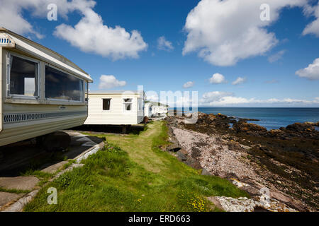 Caravanes statiques mobiles sur Caravan Park Cushendall le comté d'Antrim en Irlande du Nord UK Banque D'Images