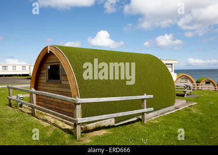 Camping cabines Cushendall le comté d'Antrim en Irlande du Nord UK Banque D'Images