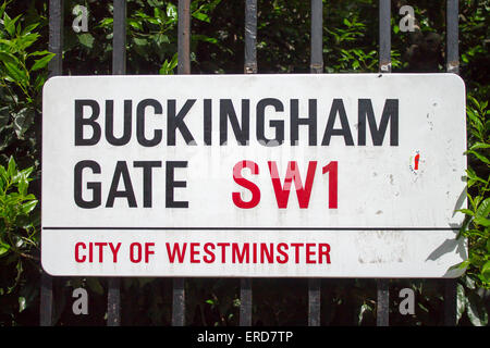 Buckingham Gate Street Sign dans City of Westminster, London, Banque D'Images