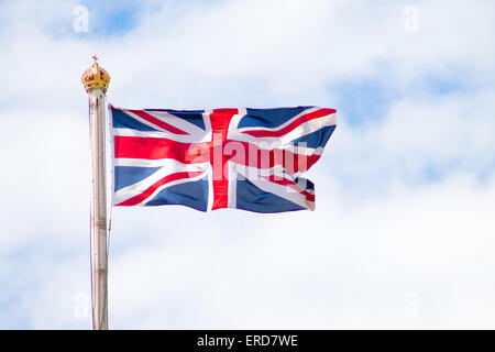 Union Jack sur le toit de Buckingham Palace. Londres, Royaume-Uni. Banque D'Images