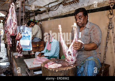 Mumbai Inde,Lower Parel,Sunday Market,meatstall,stalles,stand,stands,stands,vendeurs,vendeurs,marchand,shopping shopper shoppers marché marché marke Banque D'Images