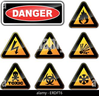 Vector illustration des signes de danger sur fond blanc Illustration de Vecteur