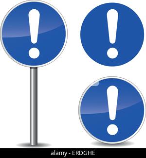 Vector illustration of blue signe d'exclamation sur fond blanc Illustration de Vecteur