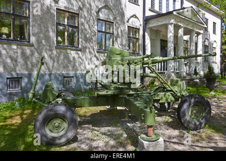 Canon de 40 mm Bofors sur l'affichage, Imatra en Finlande Banque D'Images