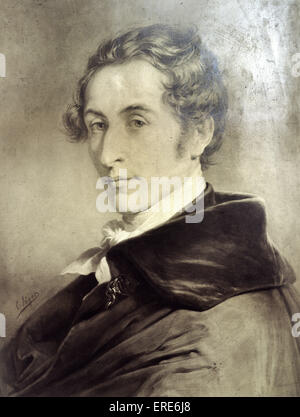 Carl Maria von Weber, compositeur. Photographie sépia par Friedrich Bruckmann de peinture de Carl Jäger, c.1870. Publié par Banque D'Images