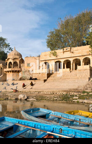 L'Inde, Rajasthan, Jaisalmer, réservoir Gadisar Banque D'Images