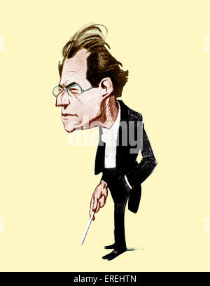 Gustav Mahler. Caricature par Oscar Garvens compositeur autrichien, 7 juillet 1860 - 18 mai 1911. Oscar Garvens 1874-1951 Banque D'Images
