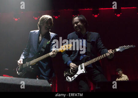 24/1/14 Glasgow UK . Del Amitri , groupe de rock alternatif écossais, effectué leurs retrouvailles Le concert de Glasgow Hydro. Formé Glasgow Banque D'Images