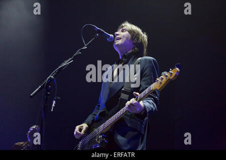 24/1/14 Glasgow UK . Del Amitri , groupe de rock alternatif écossais, effectué leurs retrouvailles Le concert de Glasgow Hydro. Formé Glasgow Banque D'Images