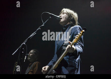 24/1/14 Glasgow UK . Del Amitri , groupe de rock alternatif écossais, effectué leurs retrouvailles Le concert de Glasgow Hydro. Formé Glasgow Banque D'Images