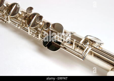 Flûte basse, close-up de touches Banque D'Images