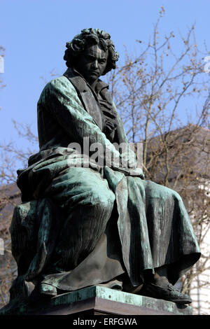 Ludwig van Beethoven - Memorial à Beethoven Platz, Vienne, Autriche. Compositeur allemand, 17 Décembre 1770- 26 mars 1827 Banque D'Images