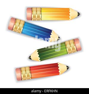 Pencils isolated on white background. Illustration de Vecteur