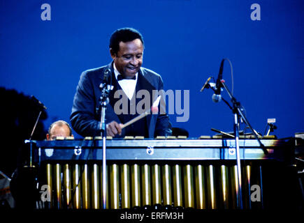 Lionel Hampton - portrait de l'American jazz persussionist & chef de bande à la 1982 Capital Radio Jazz Festival de Knebworth. 20 avril 1908 - 31 août 2002. Premier vibraphoniste de jazz. Aussi connu comme 'chanvre'. Banque D'Images