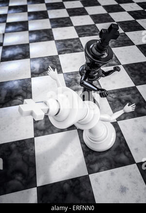 3D render of chess king assommant adversaire avec perforation Banque D'Images