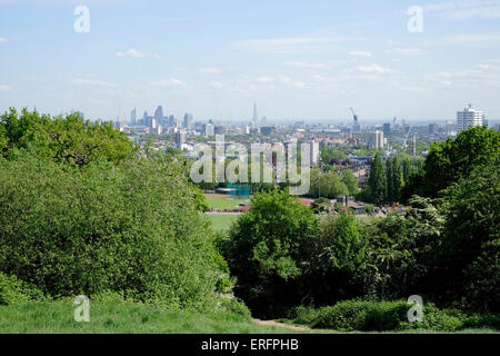 Une vue sur les toits de Londres à partir de la colline du Parlement Banque D'Images