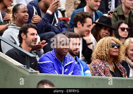 Patrick Mouratoglou coach de Serena Williams/Oracene PRICE - 28.05.2015 - Jour 5 - Roland Garros 2015.Photo : Dave Winter/Icon Sport Banque D'Images