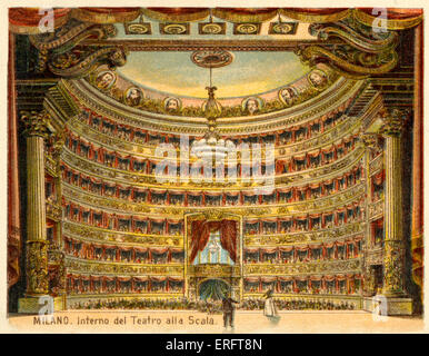 TEATRO Alla Scala de Milan de l'intérieur. Auditorium. À la scène sur l'auditoire. Théâtre autour de niveaux Banque D'Images