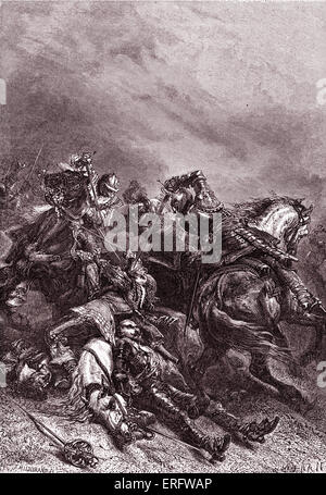 Mort de Gustave II Adolphe de Suède/ Le Roi Gustav II Adolf (1594 - 1632). Le King a dirigé l'armée suédoise pendant la Guerre de Trente Ans. Gustave-adolphe fut tué à la bataille de Lützen. Banque D'Images