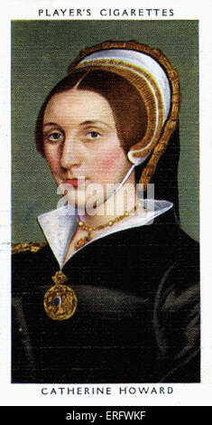 Portrait de Catherine Howard (mort en 1542). Catherine Howard a comparu à la cour en 1540 et a attiré l'attention de Henry VIII et devint sa cinquième épouse. Elle et d'autres ont été trouvés coupables de trahison et exécuté s'il n'était pas la preuve des accusations portées contre elle. À partir de la cigarette du lecteur de cartes, de la peinture à la National Portrait Gallery. Banque D'Images