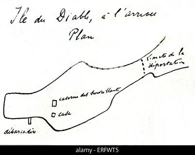 Ma vie à l'Île du Diable par le capitaine Alfred Dreyfus. Le capitaine Dreyfus de croquis de l'Île du Diable. Emprisonné à tort Banque D'Images